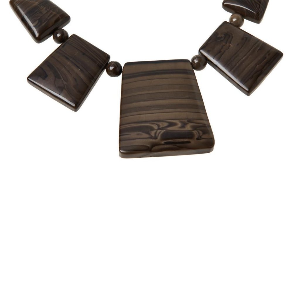 Jay King Sterling Silver 18" Brown Asian Chestnut Stone Statement Necklace - Picture 3 of 3